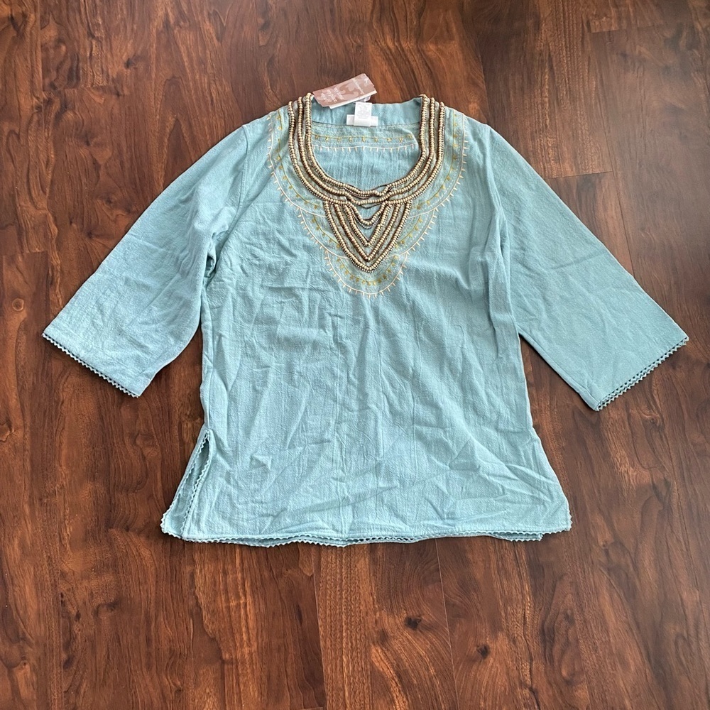 NWT Soft Surroundings Beaded Neck Tunic M